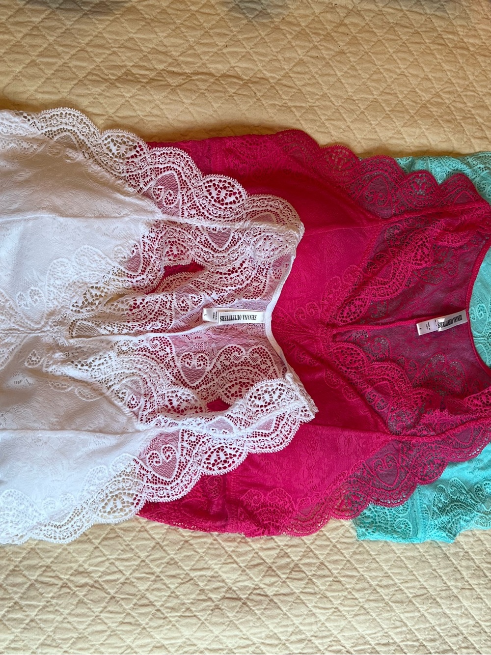 Zenana Outfitters Lace Bralette Set in White, Fuchsia, and Teal